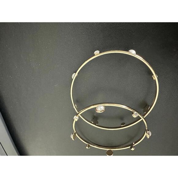 Gold-Tone 2-Pc. Set Imitation Pearl & Crystal Stacking Bracelets - Picture 2 of 3